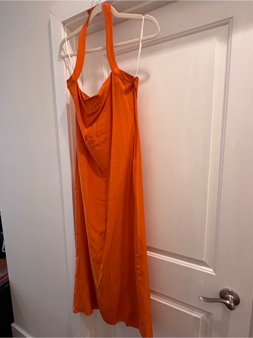 Reformation Orange Cowl-Halter Maxi Dress
